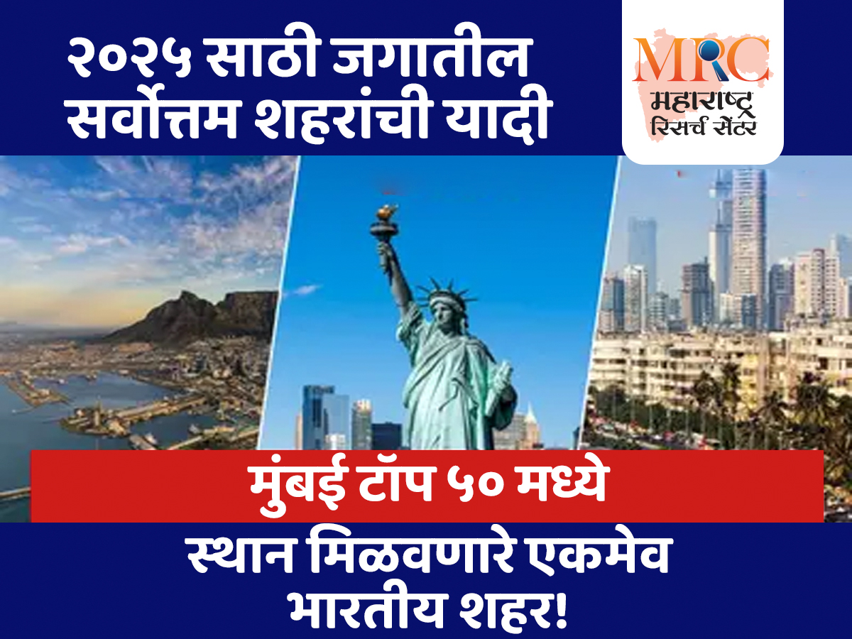 २०२५ साठी जगातील सर्वोत्तम शहरांची यादी; मुंबई टॉप ५० मध्ये स्थान मिळवणारे एकमेव भारतीय शहर