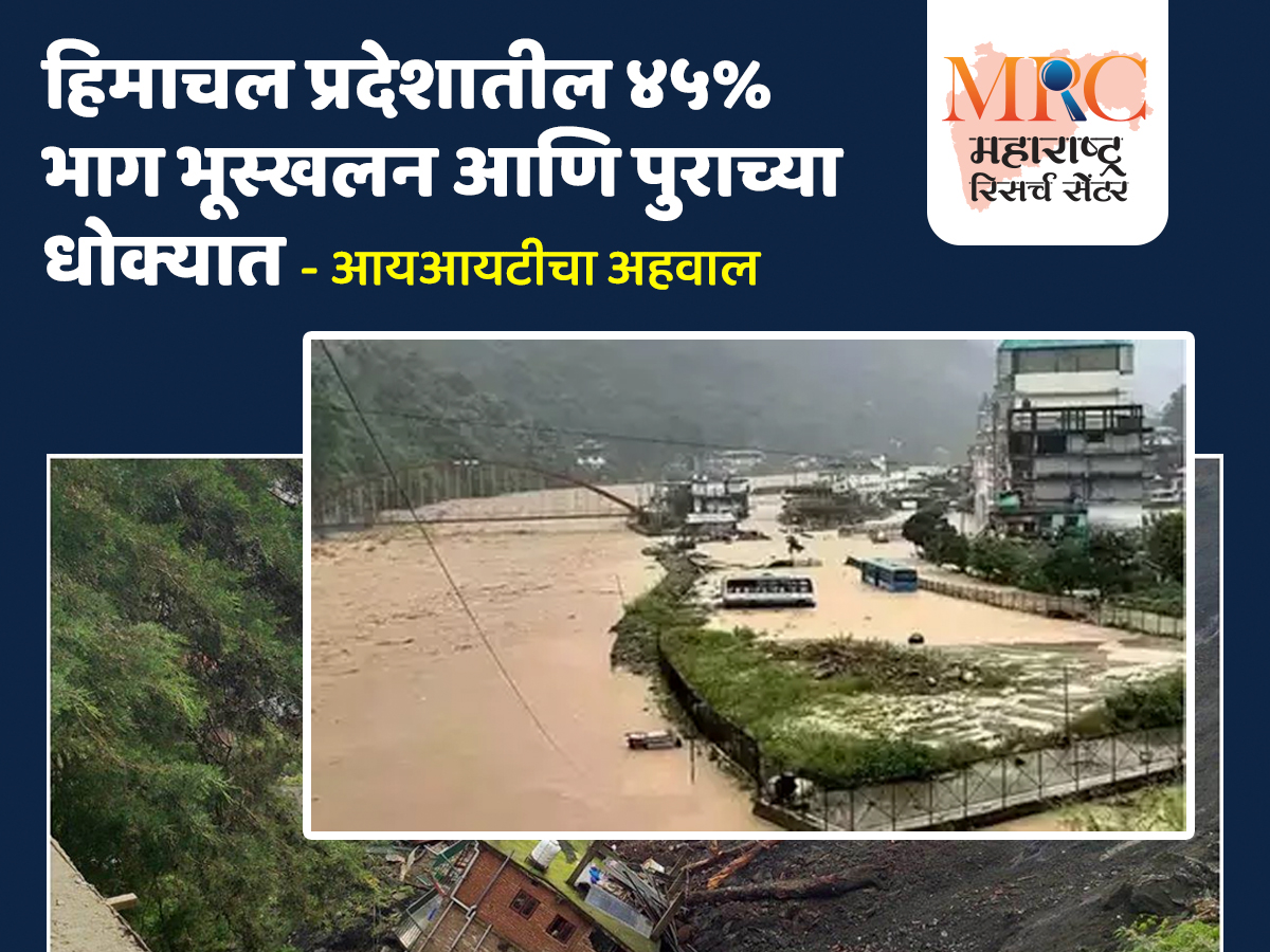 हिमाचल प्रदेशातील ४५% भाग भूस्खलन आणि पुराच्या धोक्यात – आयआयटीचा अहवाल