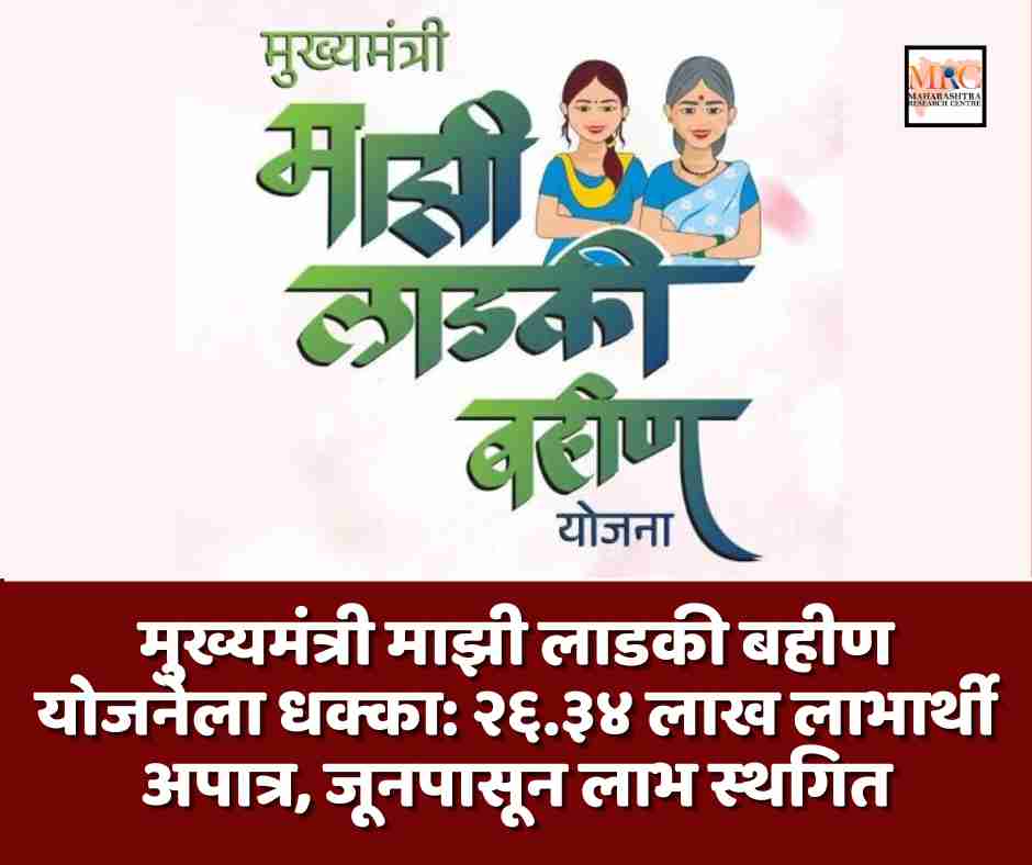 मुख्यमंत्री माझी लाडकी बहीण योजनेला धक्का: २६.३४ लाख लाभार्थी अपात्र, जूनपासून लाभ स्थगित