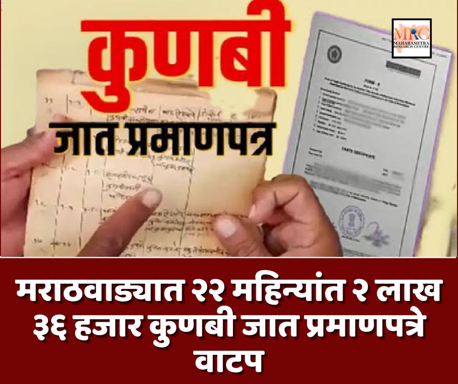 मराठवाड्यात २२ महिन्यांत २ लाख ३६ हजार कुणबी जात प्रमाणपत्रे वाटप