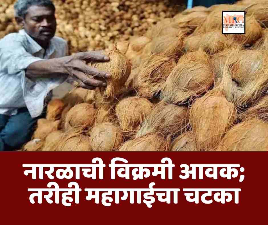 नारळाची विक्रमी आवक; तरीही महागाईचा चटका
