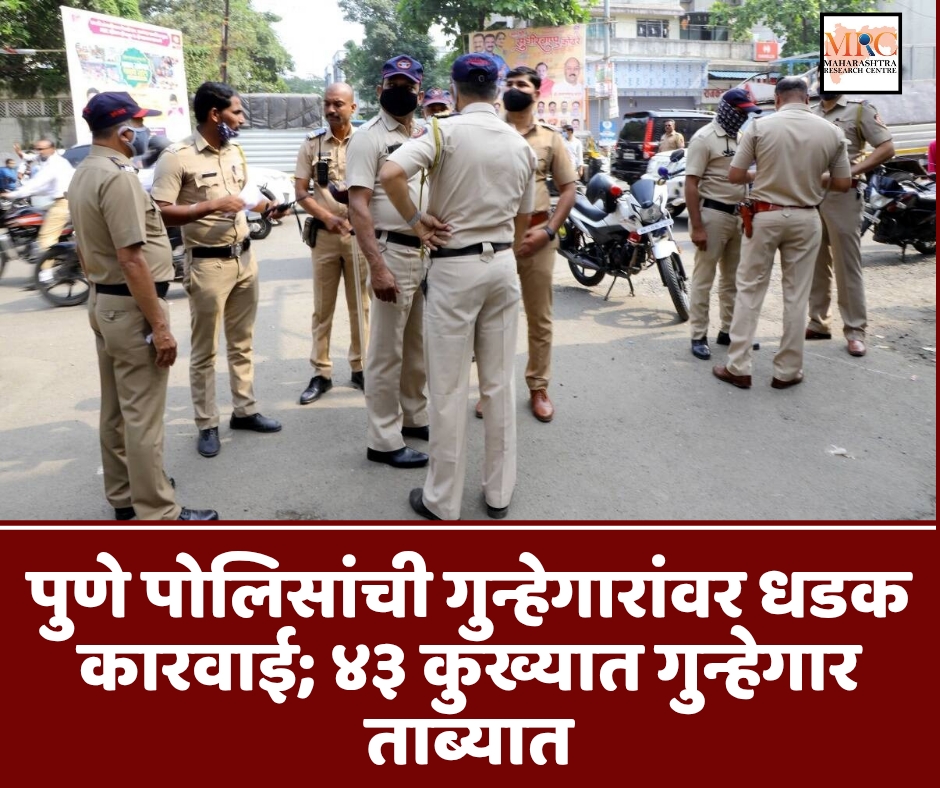 पुणे पोलिसांची गुन्हेगारांवर धडक कारवाई; ४३ कुख्यात गुन्हेगार ताब्यात