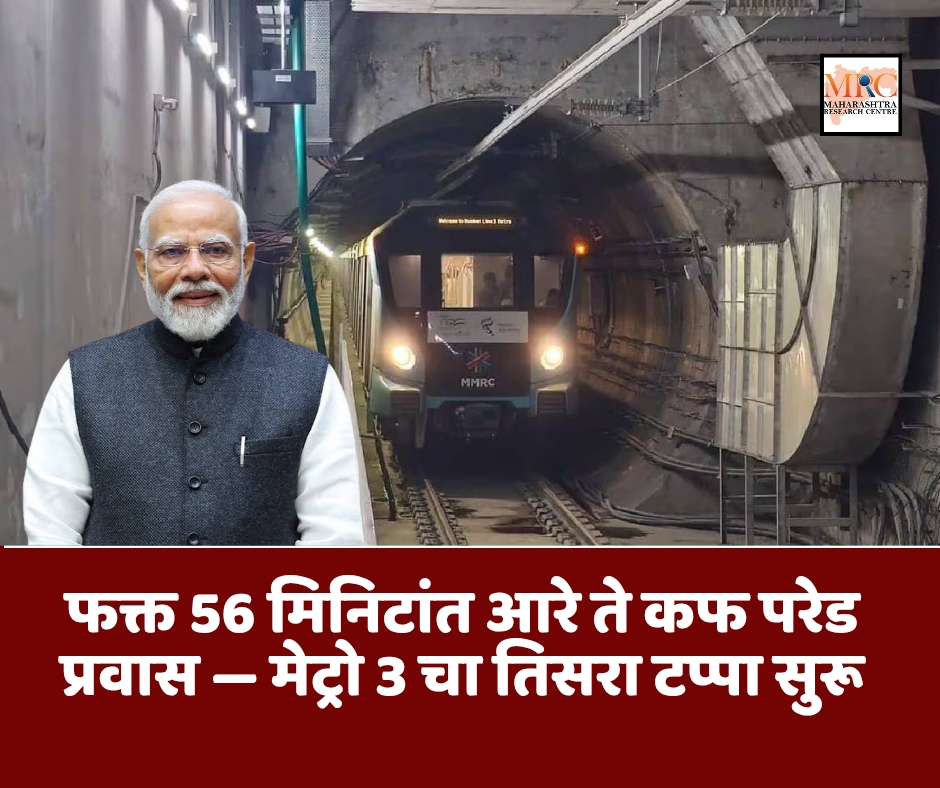 फक्त 56 मिनिटांत आरे ते कफ परेड प्रवास — मेट्रो 3 चा तिसरा टप्पा सुरू
